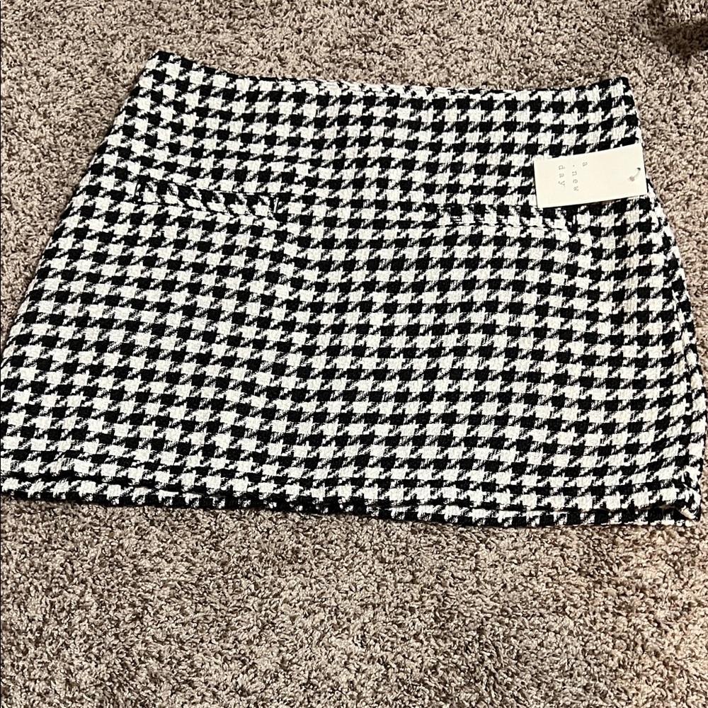 a new day Black and White Houndstooth Mini Skirt